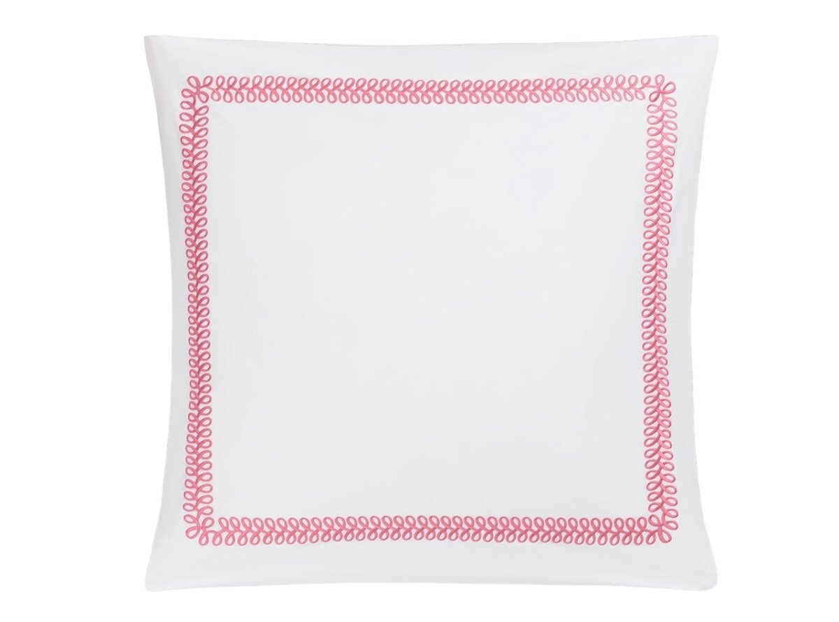 Euro Square Sham - Matouk Schumacher Astor Braid Peony Pink Bedding - Fig Linens and Home