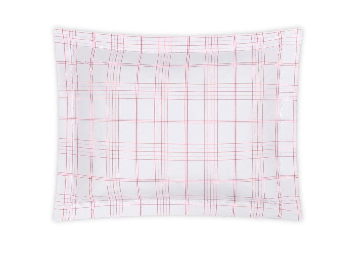 August Plaid Peony Pink Flat Sheet | Matouk Schumacher at Fig Linens and Home