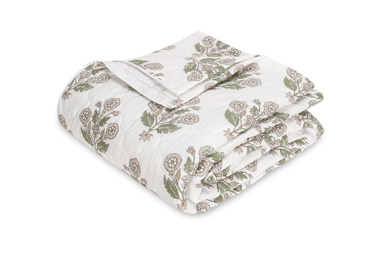 Dalila Quilted Coverlet in Pebble | Matouk Schumacher at Fig Linens and Home