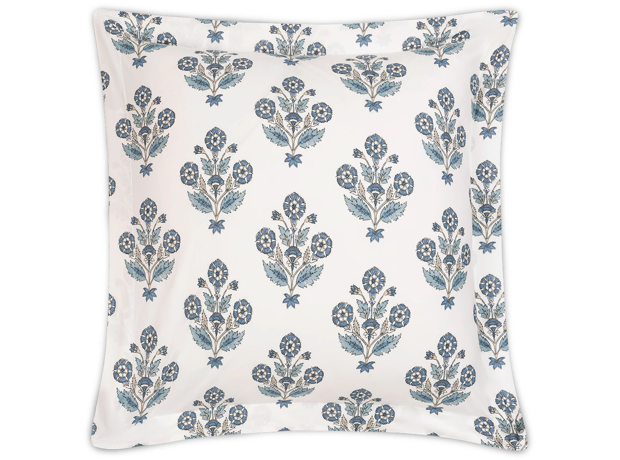 Dalila Mineral Blue European Square Pillow Sham | Matouk Schumacher at Fig Linens and Home