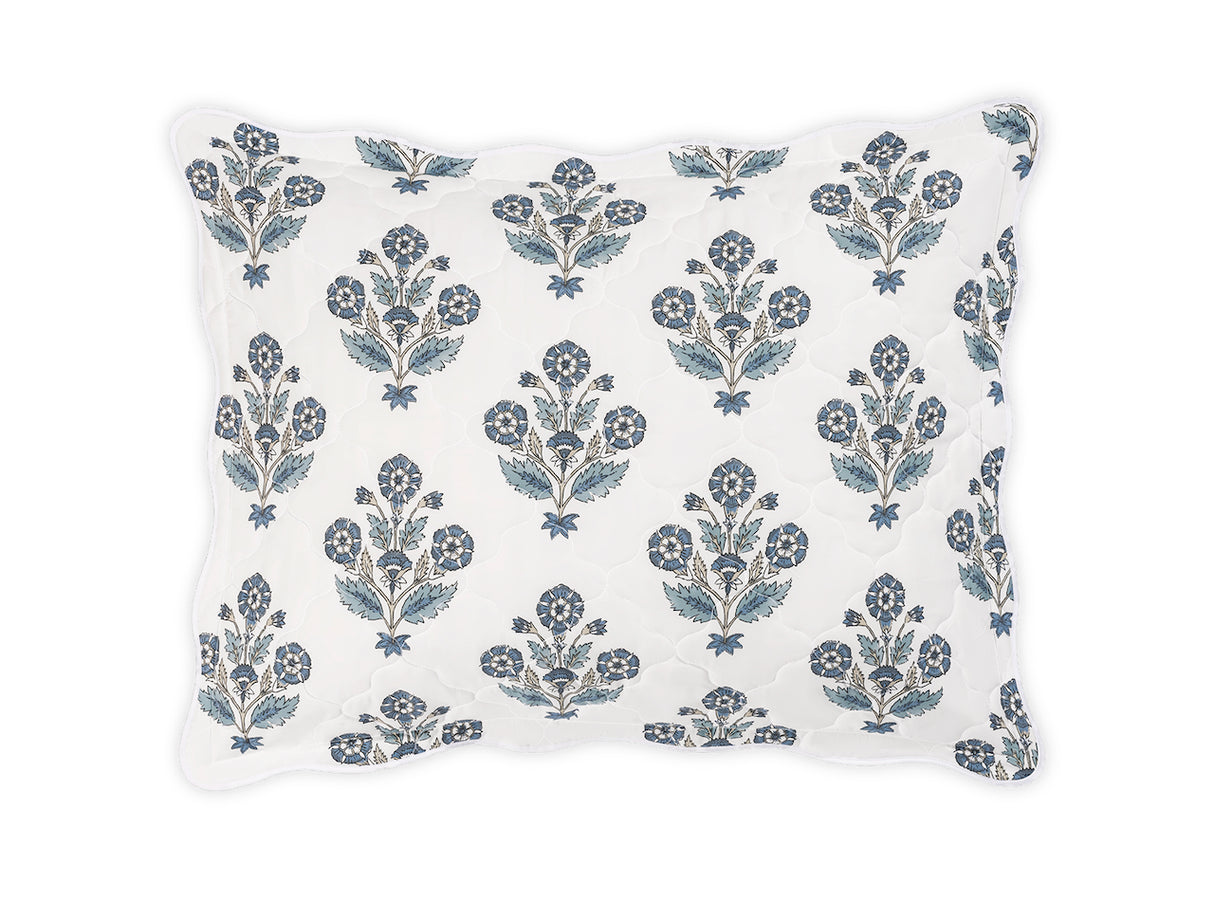 Dalila Quilted Mineral Blue Pillow Sham | Matouk Schumacher at Fig Linens and Home