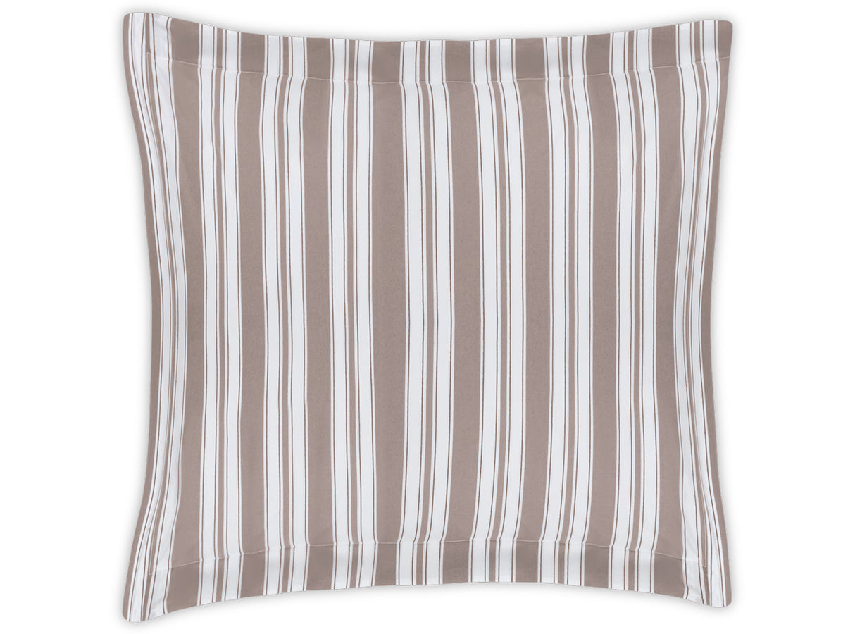Euro Square Sham - Elio Stripe Bedding in Mocha | Matouk Schumacher at Fig Linens and Home