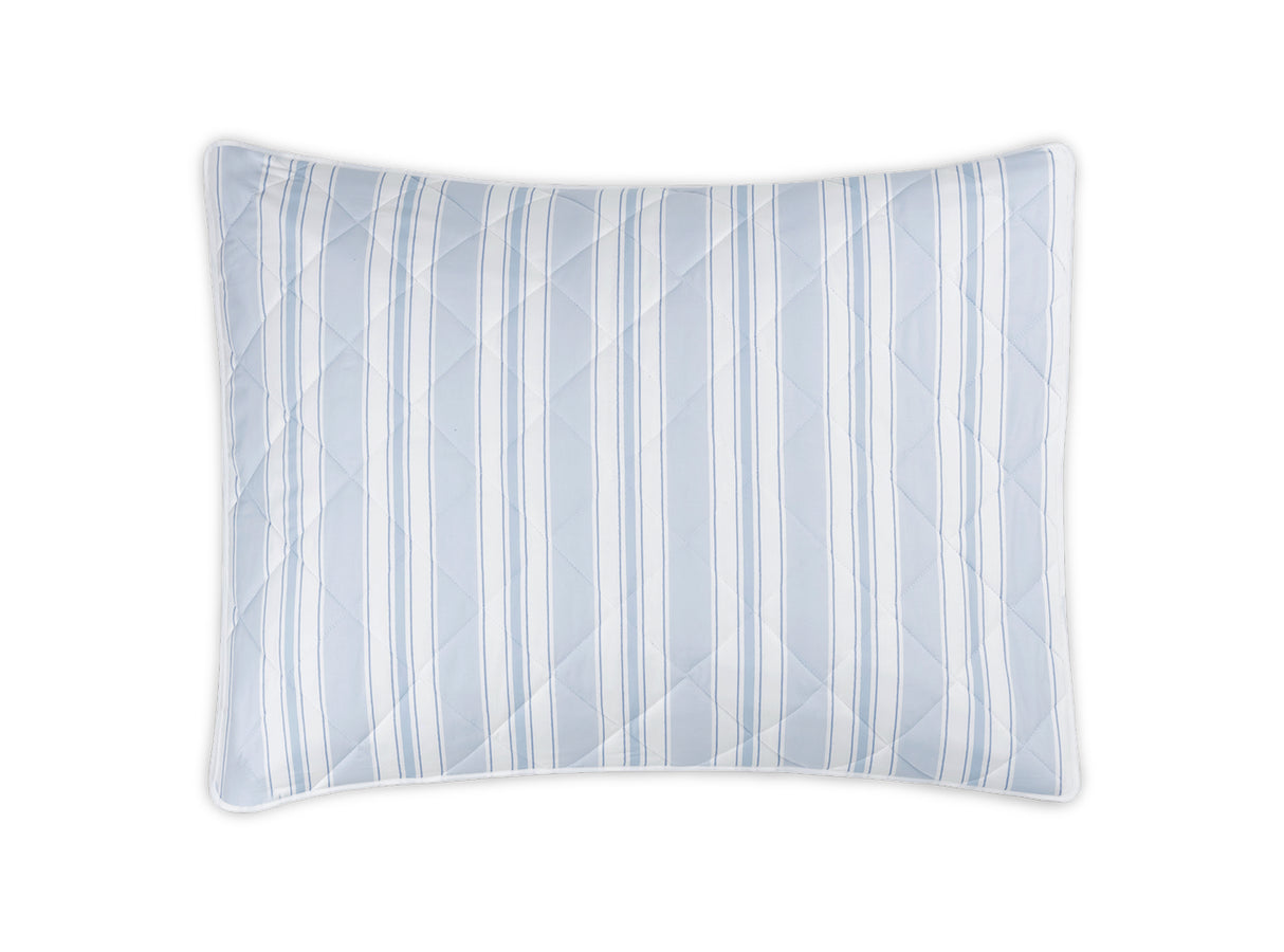 Quilted Sham - Matouk Schumacher Quilted Elio Stripe in Blue at Fig Linens and Home