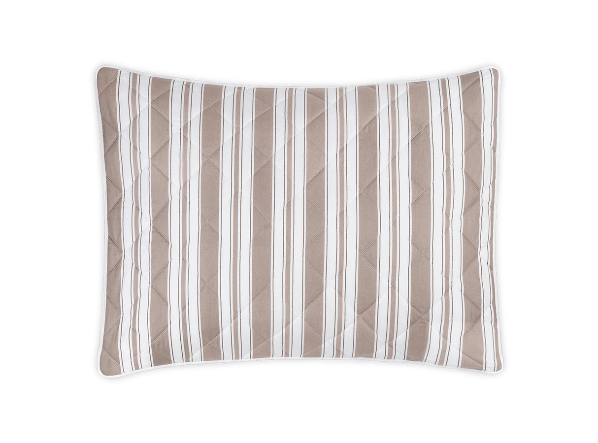 Quilted Sham - Matouk Schumacher Quilted Elio Stripe in Mocha at Fig Linens and Home