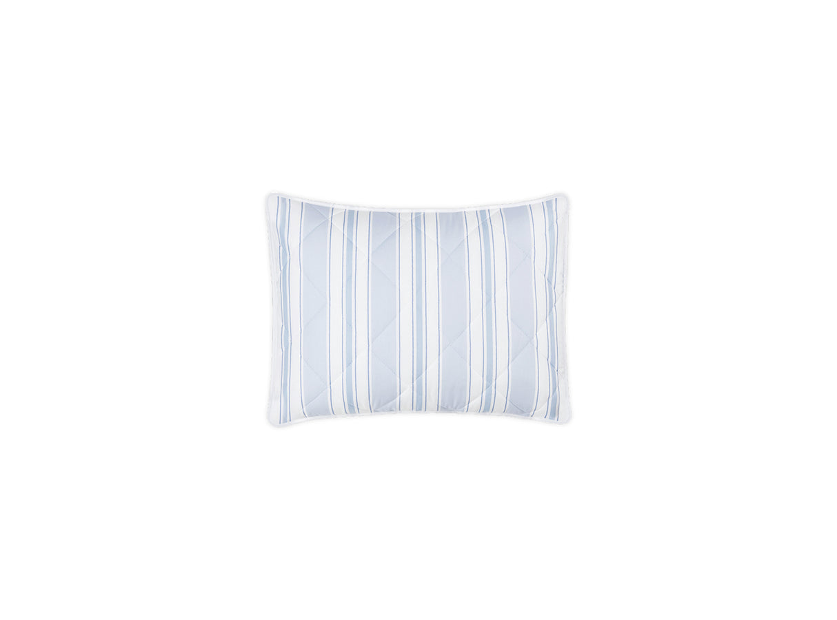 Quilted Boudoir Sham - Matouk Schumacher Quilted Elio Stripe in Blue at Fig Linens and Home