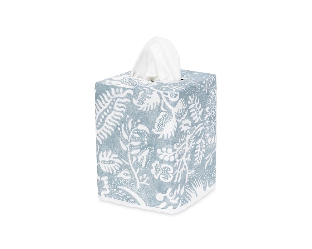 Tissue box cover - Matouk Schumacher Granada Hazy Blue Tissue Cover - Bath Accessories