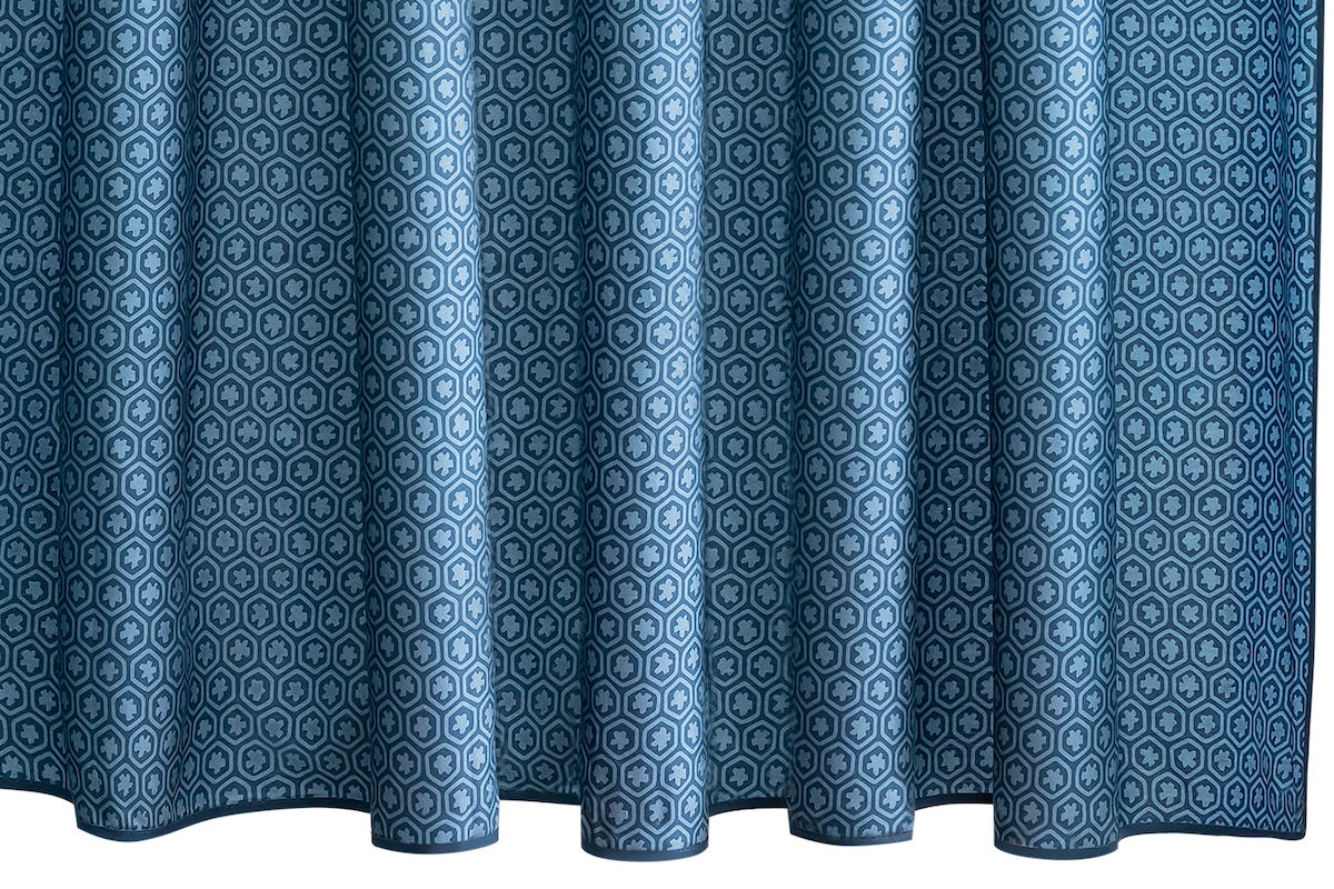 Matouk Schumacher Levi Shower Curtain Prussian Blue at Fig Linens and Home