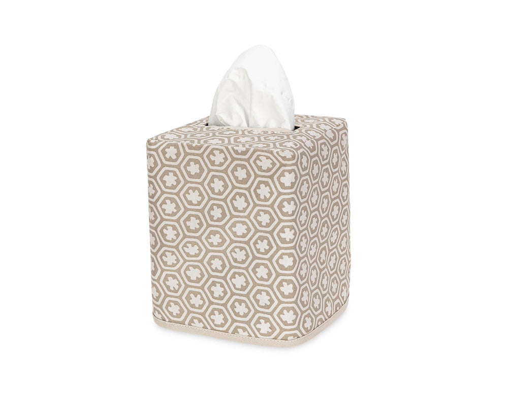 Matouk Schumacher Levi Tissue Box Cover Dune at Fig Linens and Home
