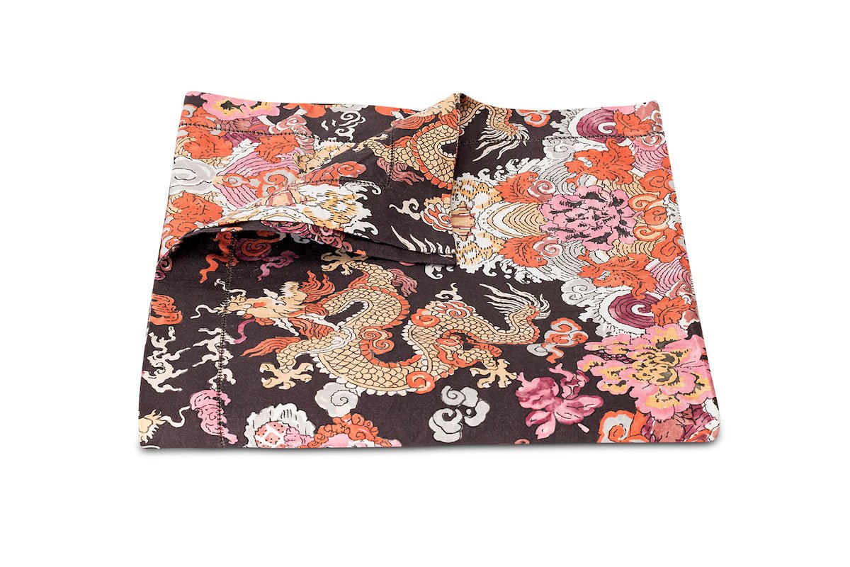 Table Linens - Matouk Schumacher Magic Mountain Chocolate Persimmon Tablecloth - Fig Linens and Home