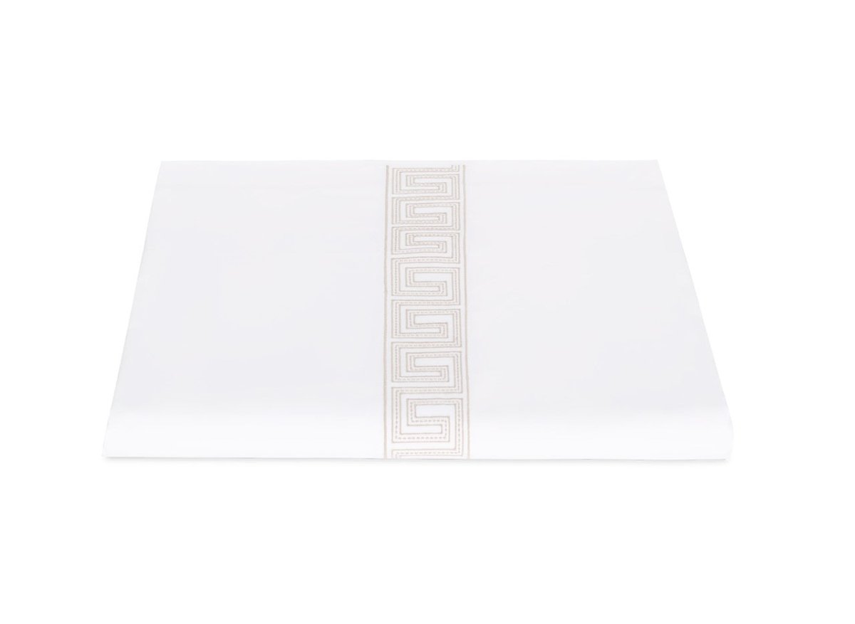 Duvet Cover - Ophelia Dune Bedding by Matouk Schumacher - Greek Key Embroidery