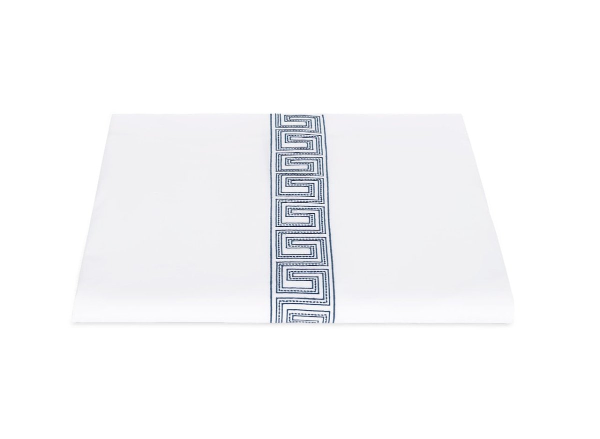 Duvet Cover - Ophelia Indigo Blue Bedding by Matouk Schumacher - Greek Key Embroidery