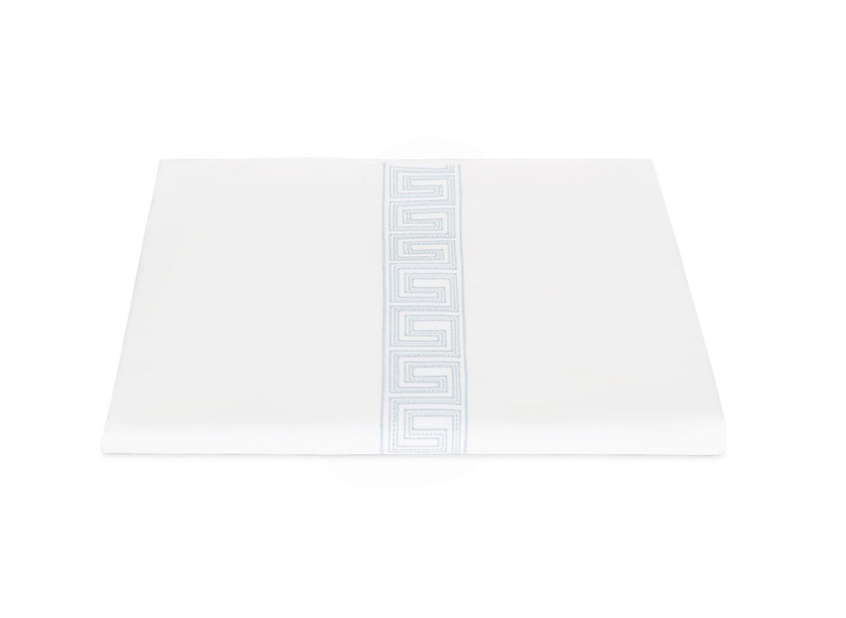 Duvet Cover - Ophelia Light Blue Bedding by Matouk Schumacher - Greek Key Embroidery