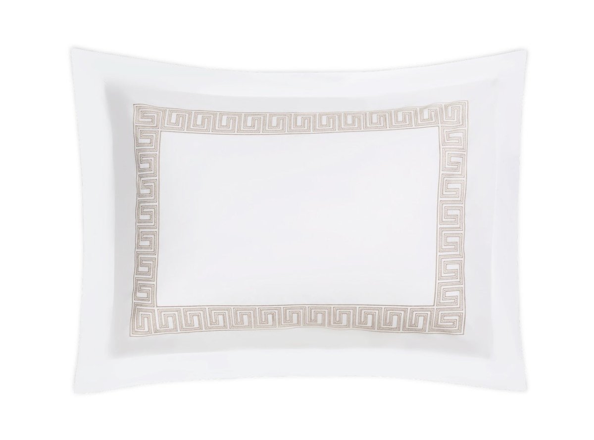 Pillow Sham - Ophelia Dune Bedding by Matouk Schumacher - Greek Key Embroidery