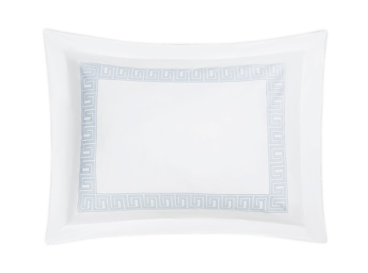 Pillow Sham - Ophelia Light Blue Bedding by Matouk Schumacher - Greek Key Embroidery