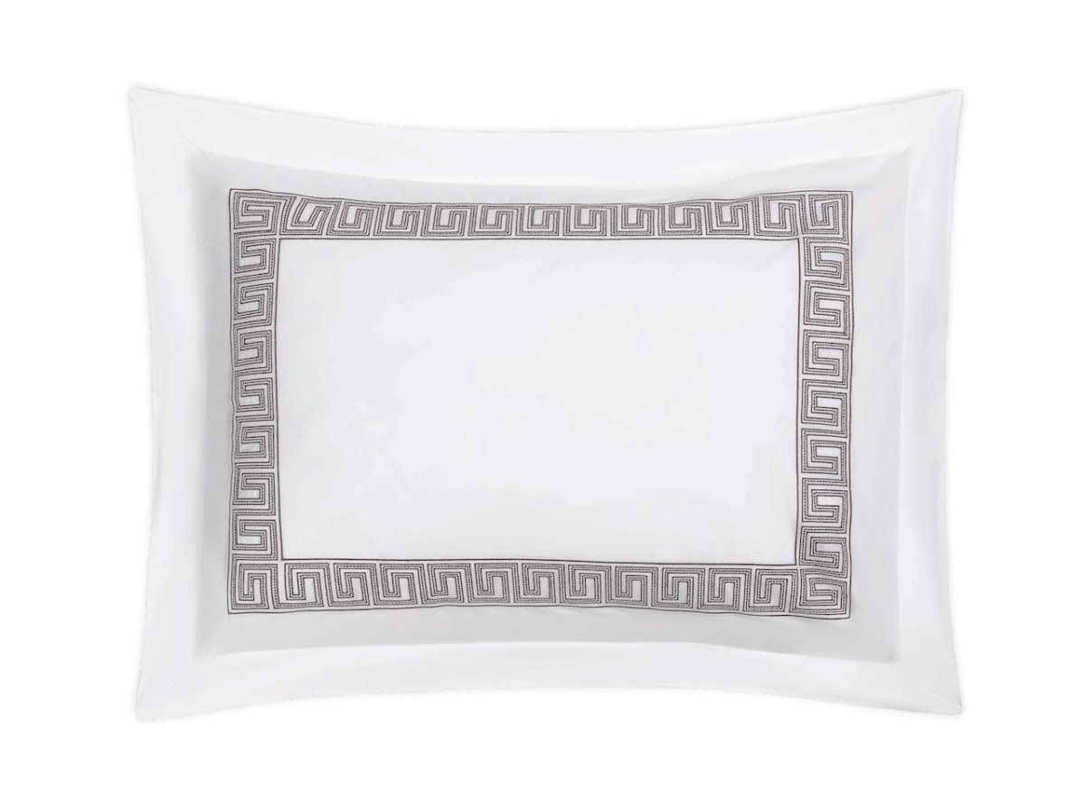 Pillow Sham - Ophelia Mocha Bedding by Matouk Schumacher - Greek Key Embroidery