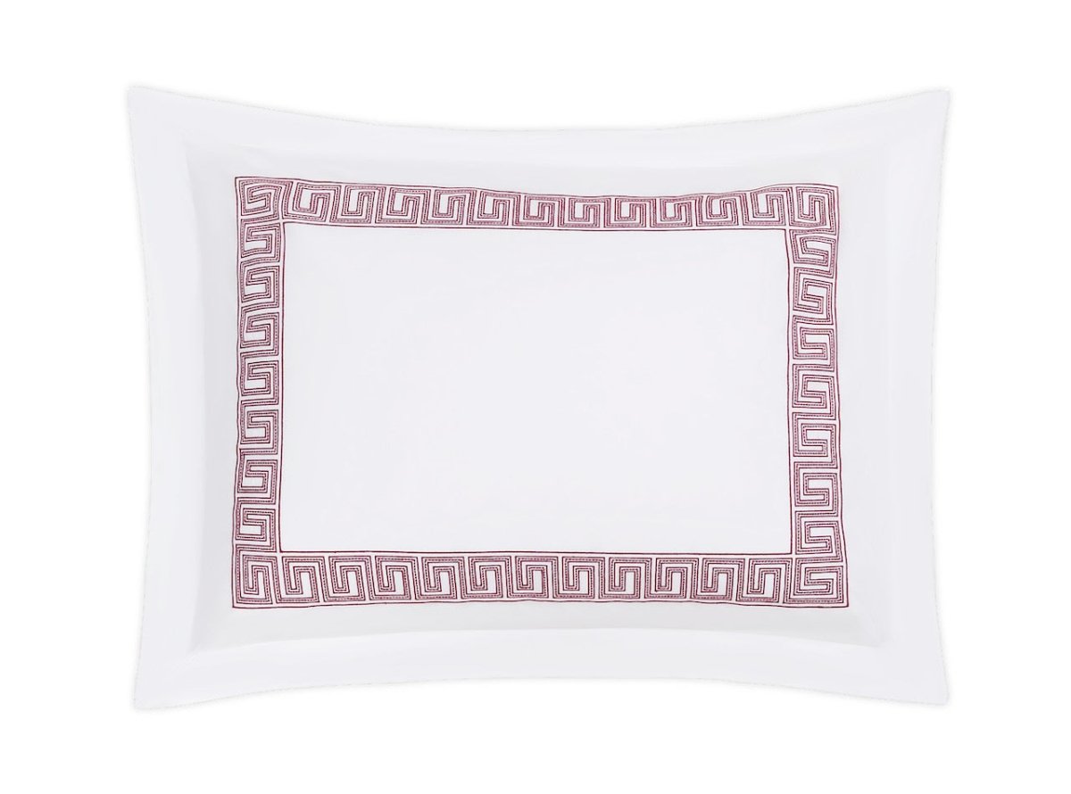 Pillow Sham - Ophelia Red Bedding by Matouk Schumacher - Greek Key Embroidery