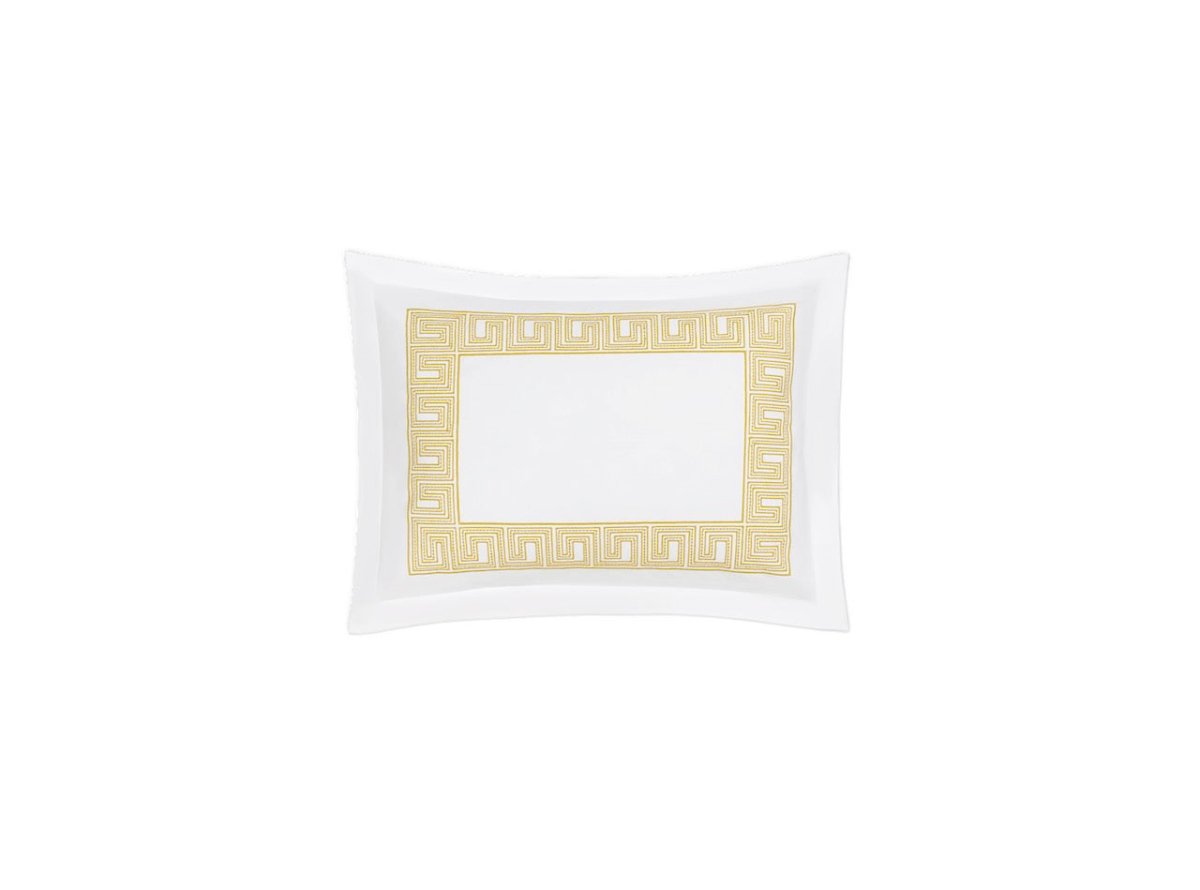 Boudoir Sham - Ophelia Lemon Yellow Bedding by Matouk Schumacher - Greek Key Embroidery