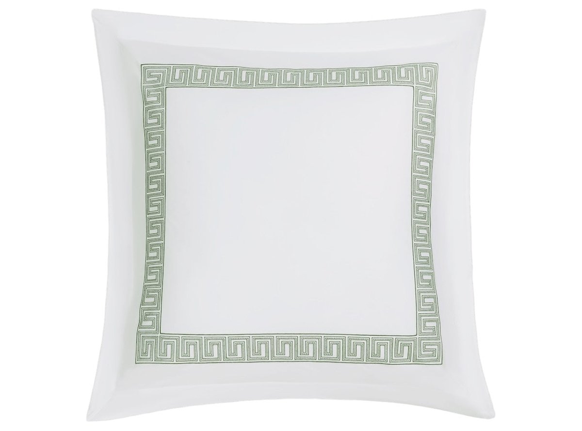 Euro Square Sham - Ophelia Clover Bedding by Matouk Schumacher - Greek Key Embroidery