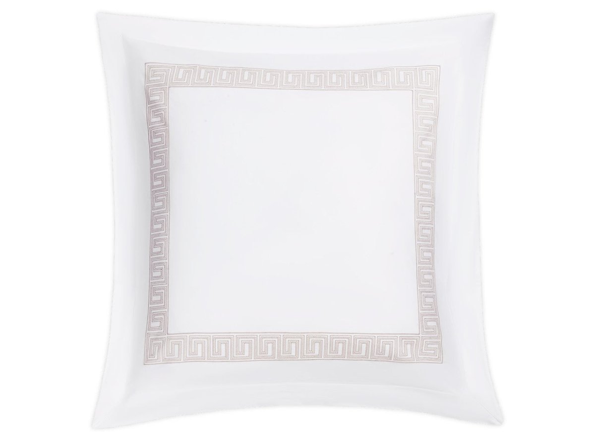 Euro Square Sham - Ophelia Dune Bedding by Matouk Schumacher - Greek Key Embroidery