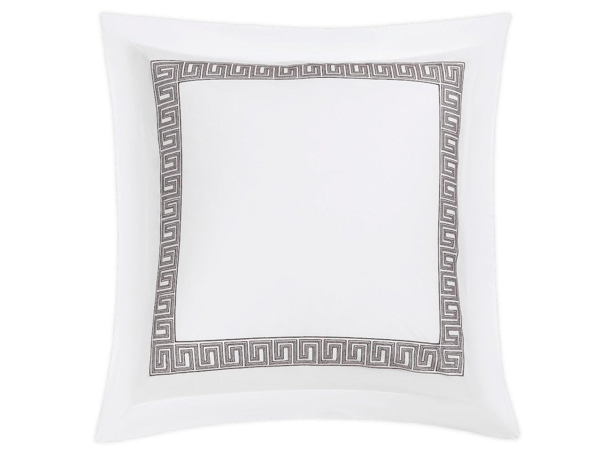 Euro Square Sham - Ophelia Mocha Bedding by Matouk Schumacher - Greek Key Embroidery