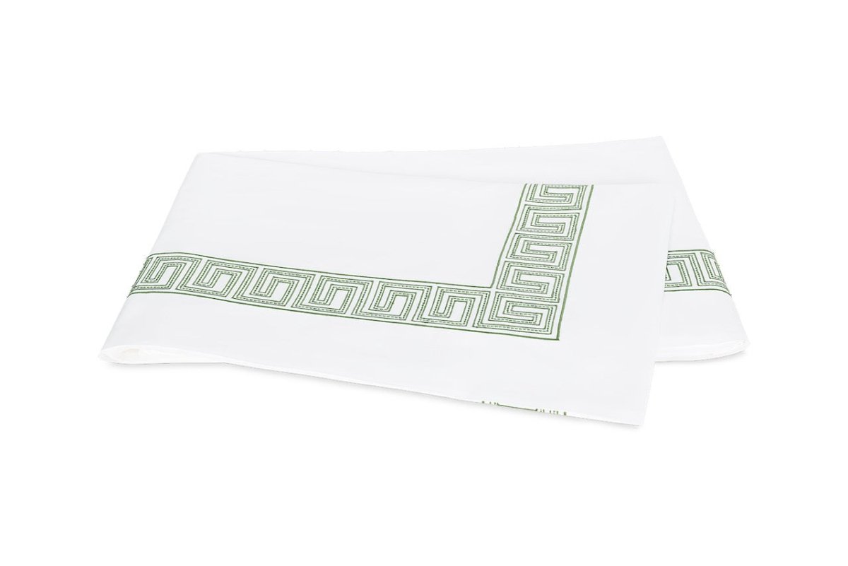 Flat Sheet - Ophelia Clover Bedding by Matouk Schumacher - Greek Key Embroidery