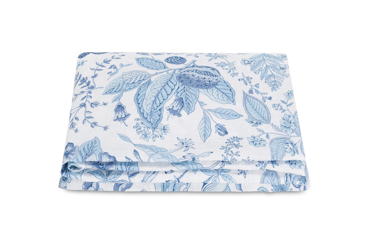 Fitted Sheet - Matouk Schumacher Pomegranate Linen Porcelain Blue at Fig Linens and Home Westport CT