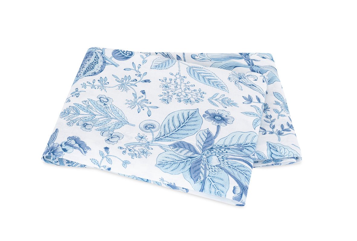 Flat Sheet - Matouk Schumacher Pomegranate Linen Porcelain Blue at Fig Linens and Home Westport CT