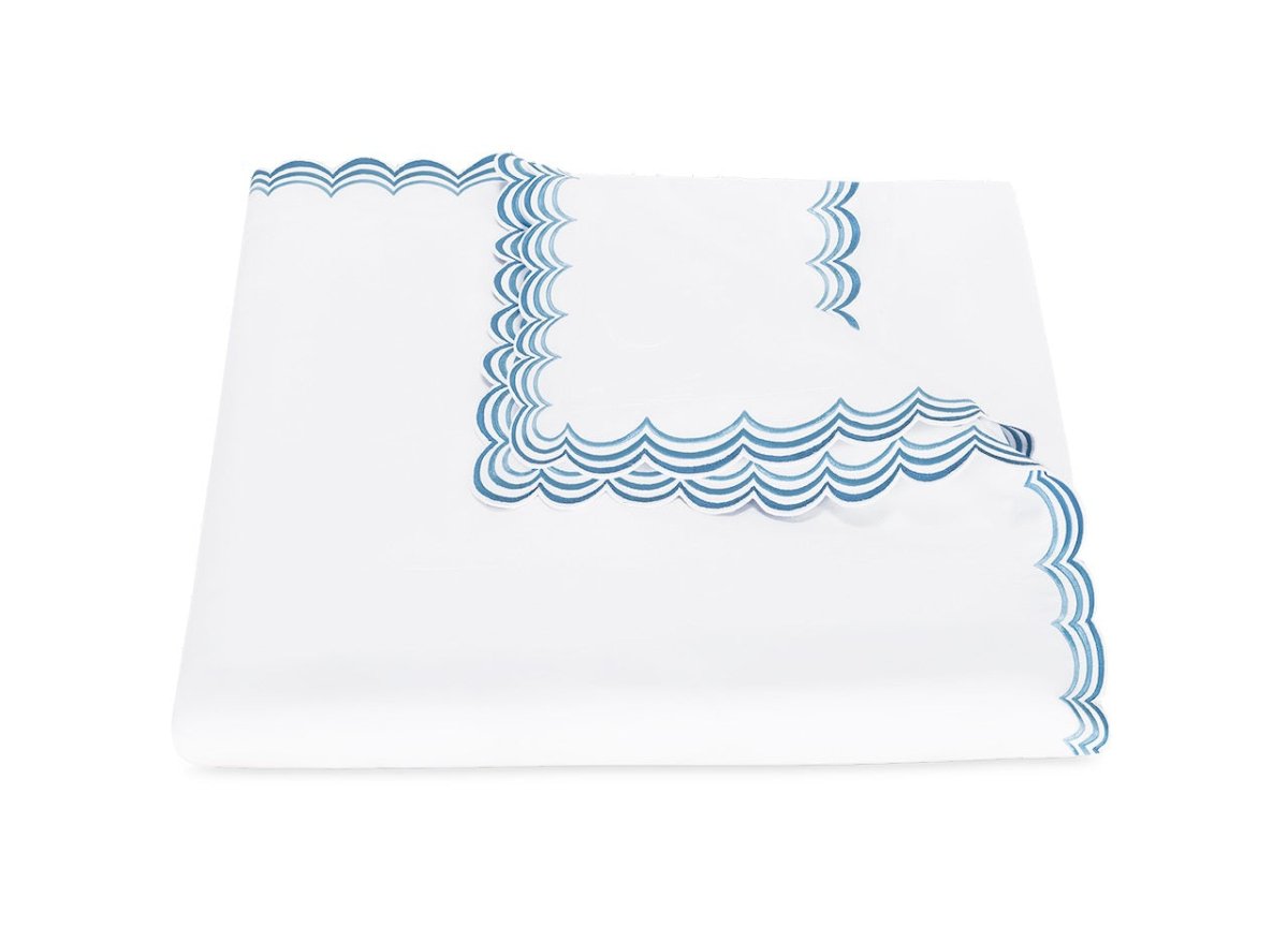 Matouk Stella King Duvet Cover 108 x 96, 2" flange Hazy Blue | Fig Linens and Home