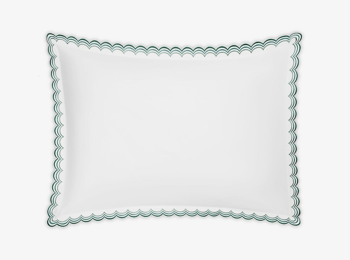 Matouk Stella King Sham 21 x 36, 2" flange Green | Fig Linens and Home