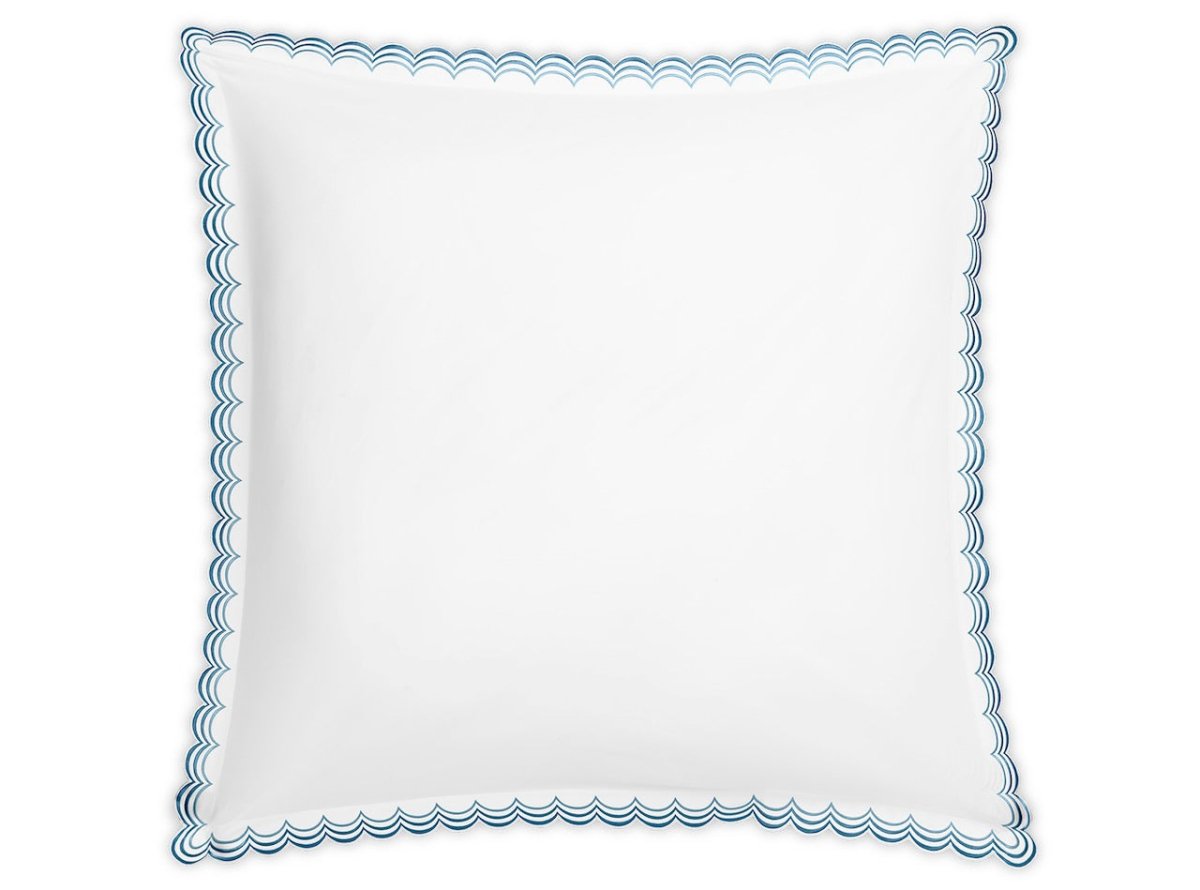 Matouk Stella Euro Sham 27 x 27, 2" flange Hazy Blue | Fig Linens and Home