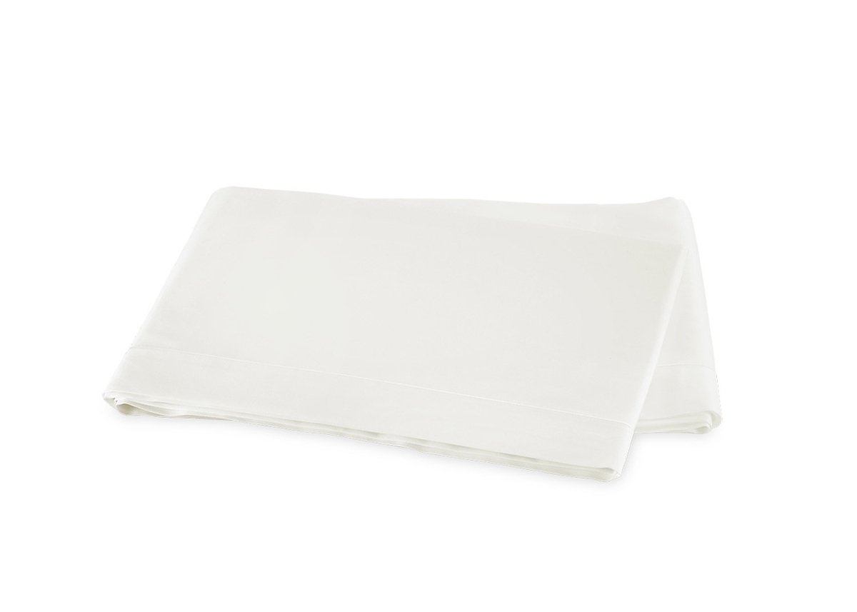 Matouk Flat Sheet - Talita Satin Stitch Bone - Giza Cotton Bedding at Fig Linens and Home