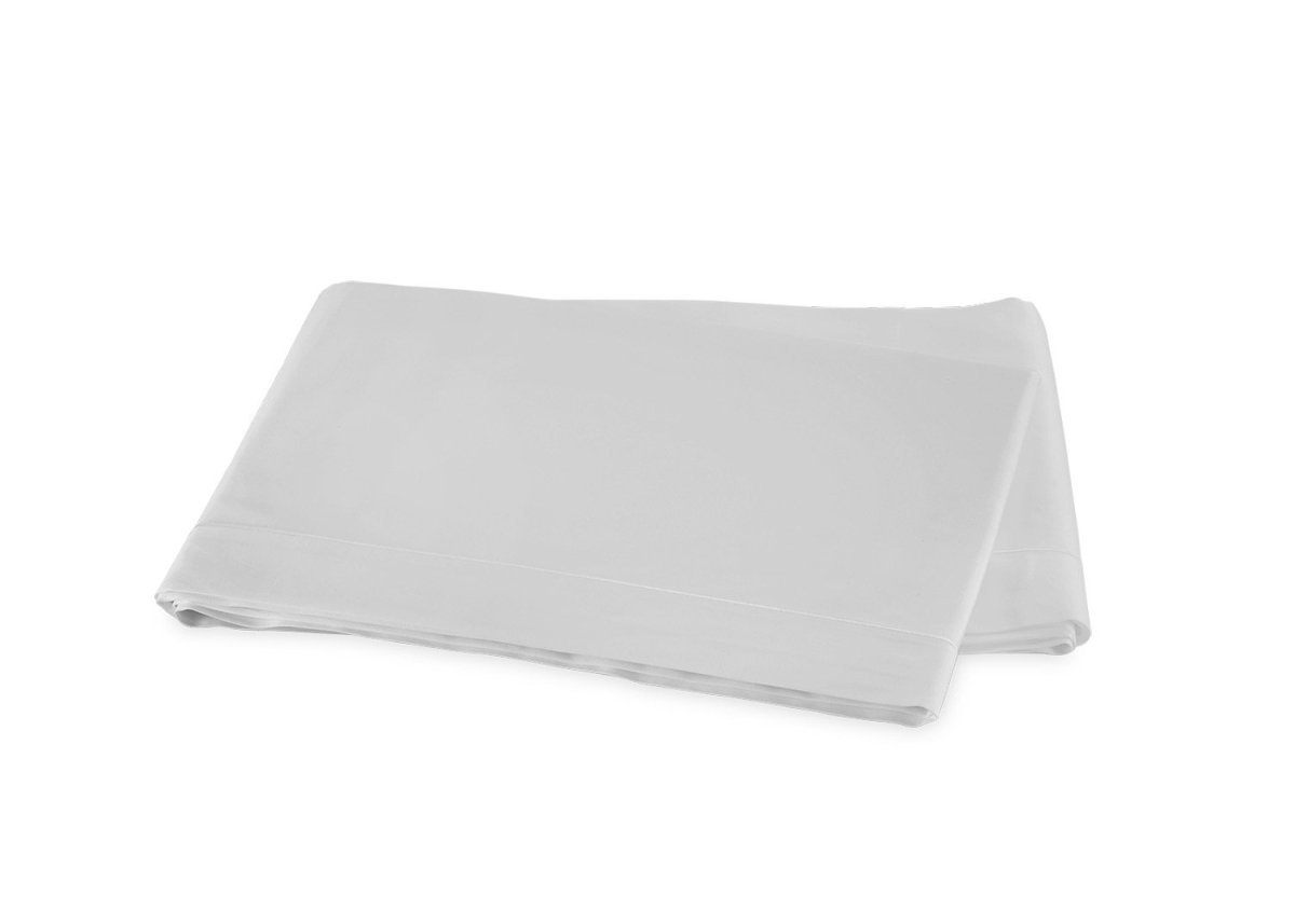 Matouk Flat Sheet - Talita Satin Stitch Silver - Giza Cotton Bedding at Fig Linens and Home