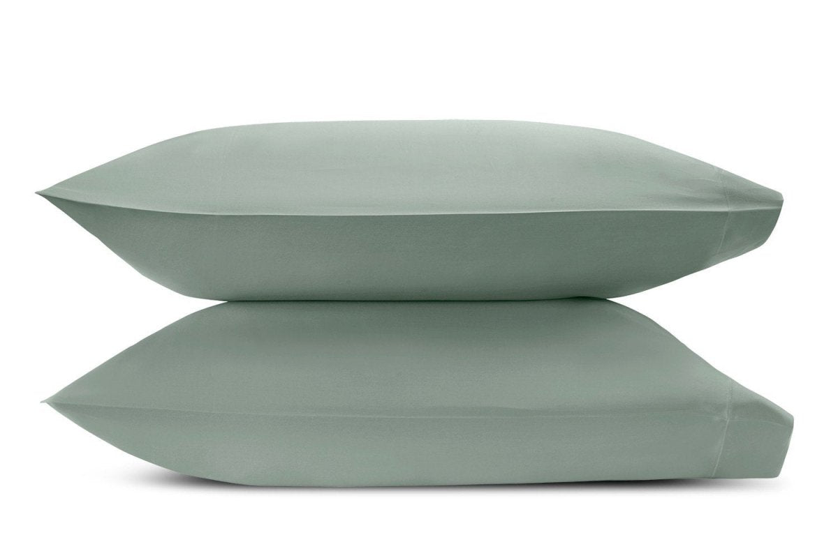 Matouk Pillowcases - Talita Satin Stitch Celadon Green - Giza Cotton Bedding at Fig Linens and Home