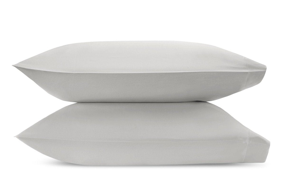 Matouk Pillowcases - Talita Satin Stitch Silver - Giza Cotton Bedding at Fig Linens and Home