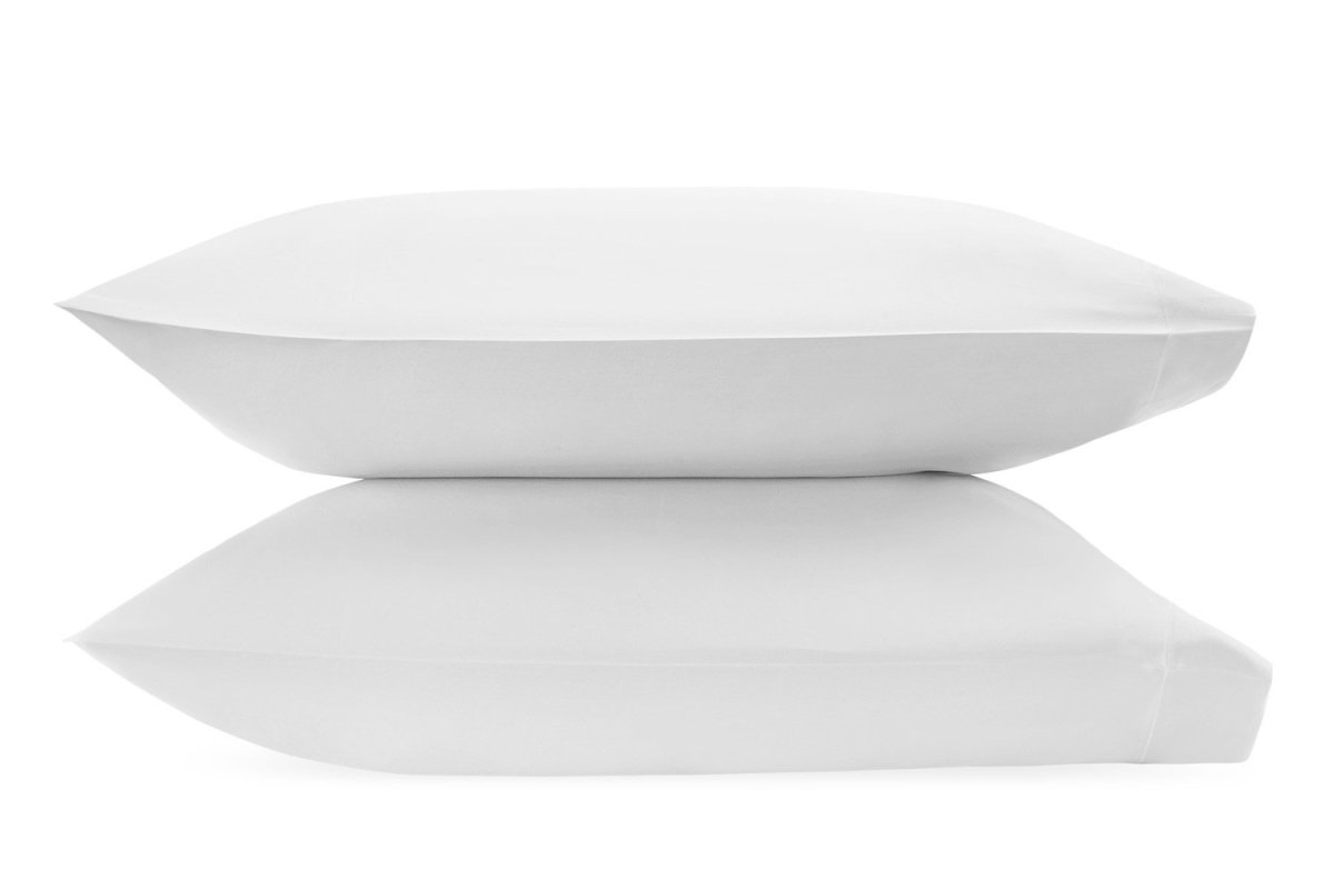 Matouk Pillowcases - Talita Satin Stitch White - Giza Cotton Bedding at Fig Linens and Home
