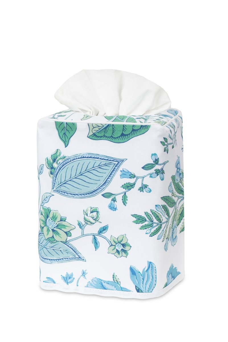 Tissue Box Cover - Schumacher Pomegranate Sea Tissue Cover - Matouk at Fig Linens and Home