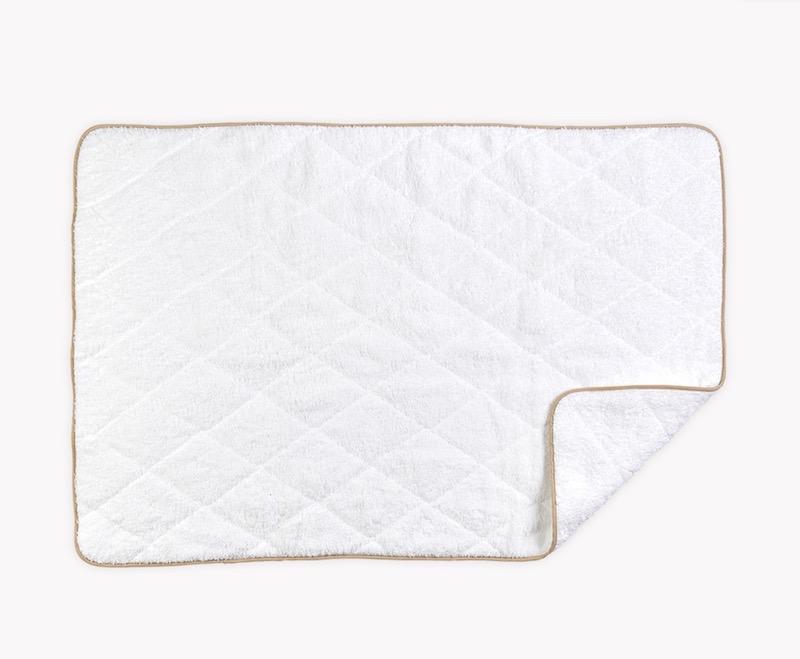 Cairo Quilted Tub Mat by Matouk | White with Linen Trim