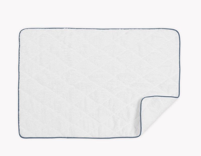 Cairo Quilted Tub Mat by Matouk | White with Sea Trim