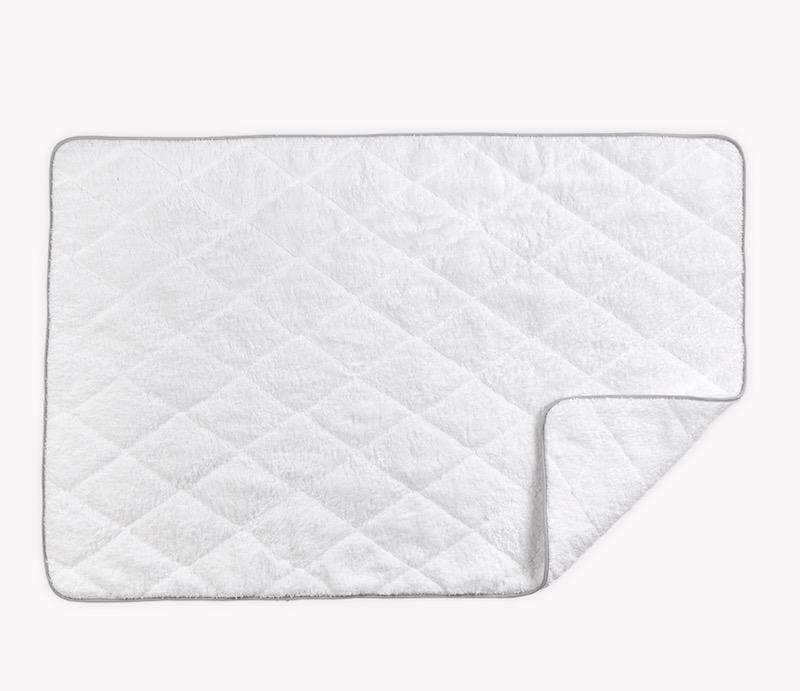Cairo Quilted Tub Mat by Matouk | White with Silver Trim