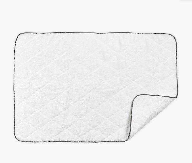 Cairo Quilted Tub Mat by Matouk | White with Smoke Gray Trim
