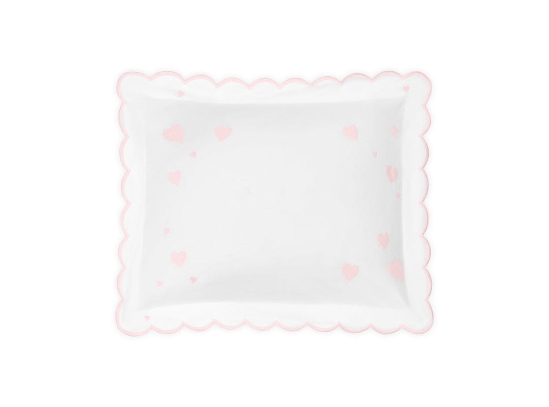 Hearts Mini Pillow in Slipper Pink - Matouk Baby Pillows at Fig Linens and Home