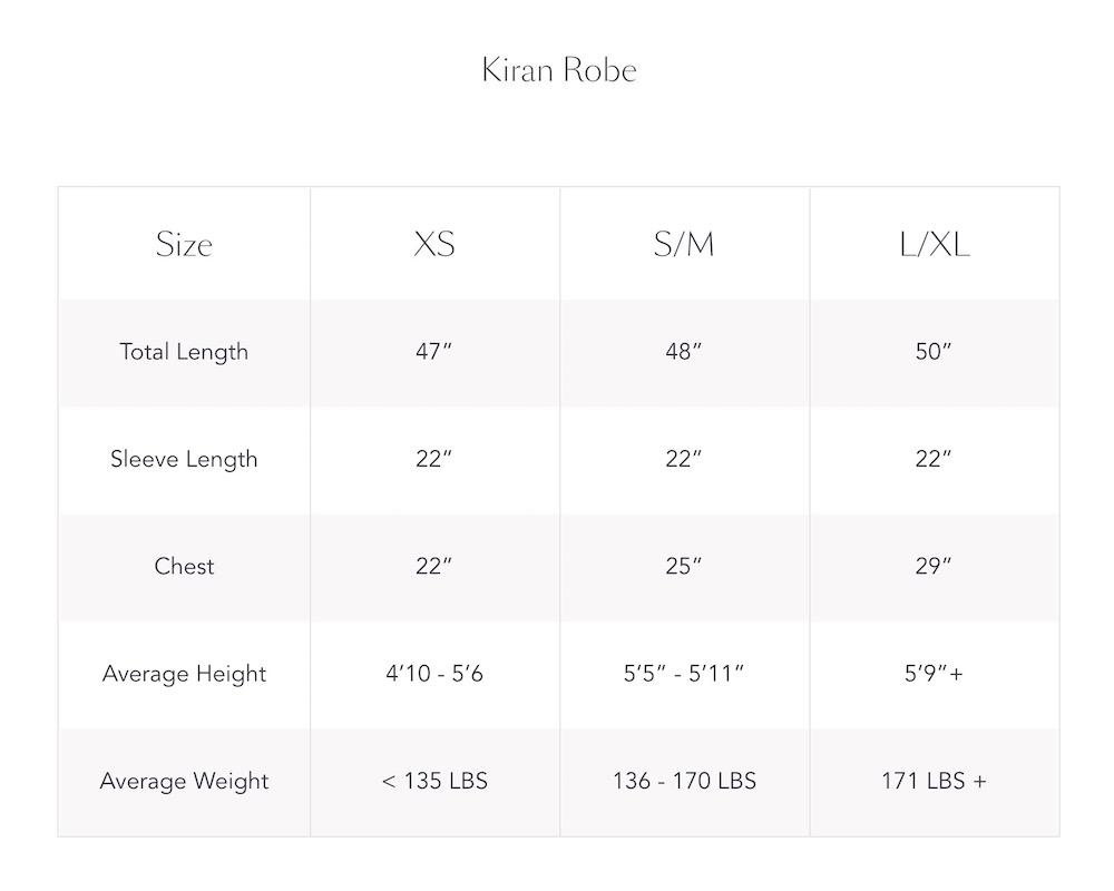 Kiran Robe Sizing | Matouk Robes - Light weight waffle robe at Fig Linens and Home