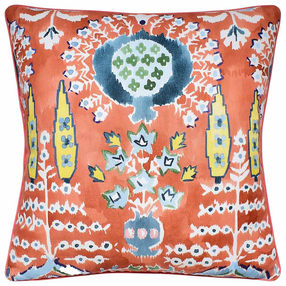 Mendoza Suzani Coral - Throw Pillow by Ryan Studio