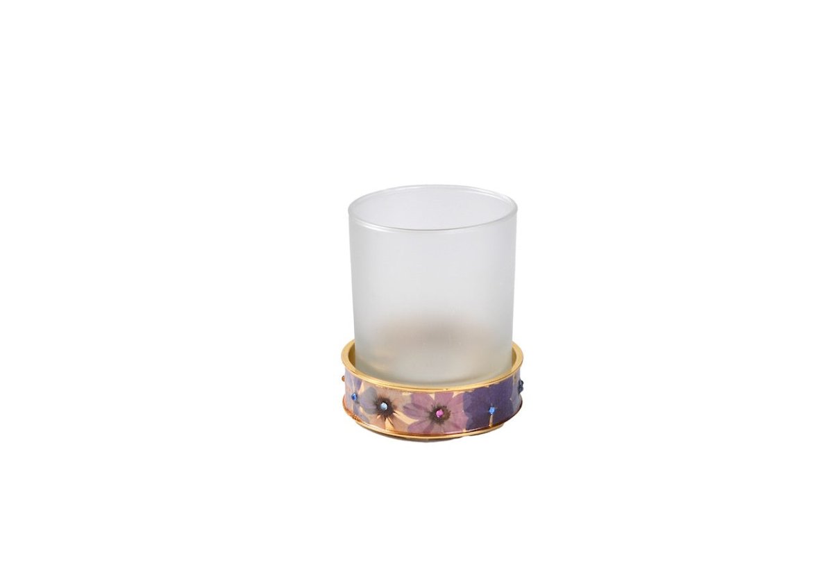 Mike + Ally Bath Accessories | Fleur Wild Flowers with Cabochon Gold Round Tumbler
