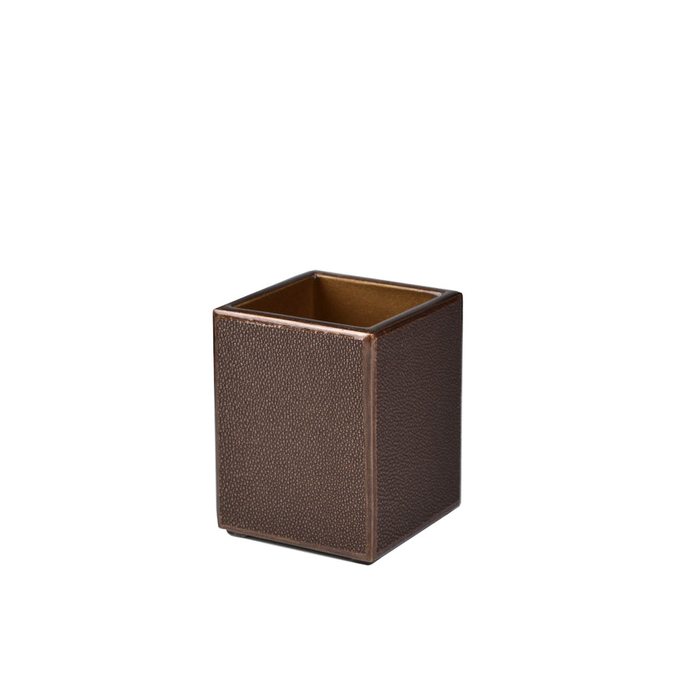 Brush Cup in Bronze - Shagreen Luxury Bath Accessories by Mike + Ally at Fig Linens and Home