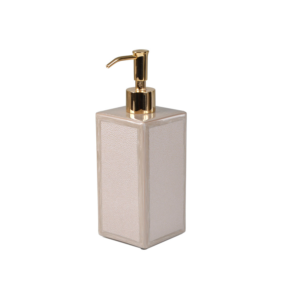 Lotion or Soap Dispenser in Putty - Shagreen Bath Accessories by Mike + Ally at Fig Linens and Home