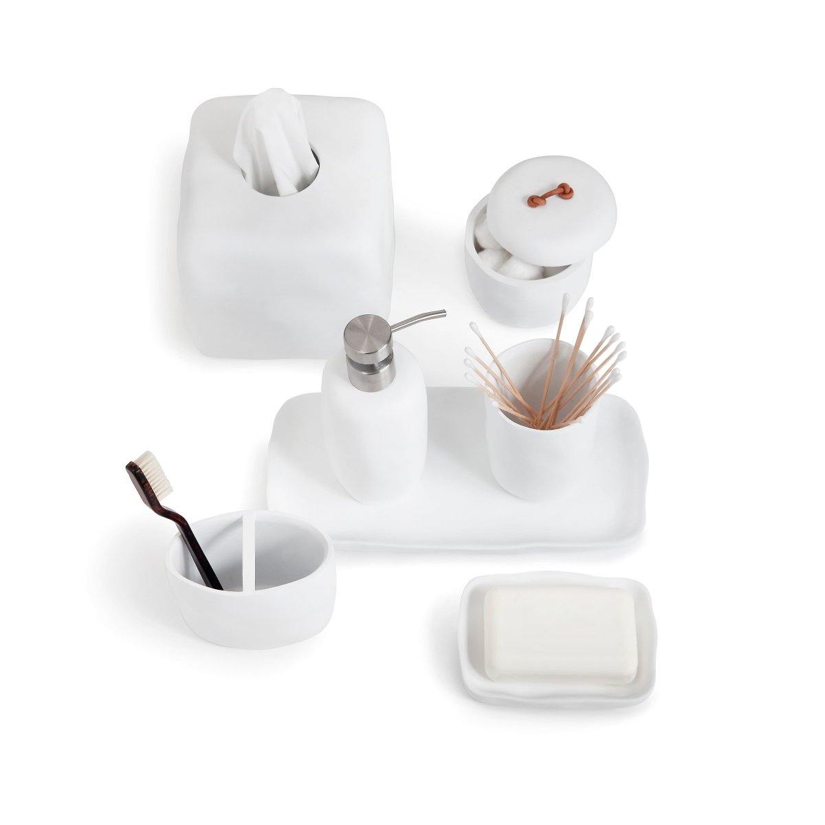 Montecito White Bath Accessories by Kassatex at Fig Linens and Home