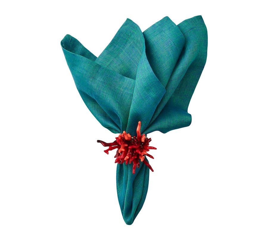 Kim Seybert Amalfi Napkin Ring in Coral Set of 4 in a Gift Box by Kim Seybert - CORAL 3.25"L x 2.25"W x 3.5"H Napkin Ring - Set of 4 at FIG LINENS AND HOME - 2