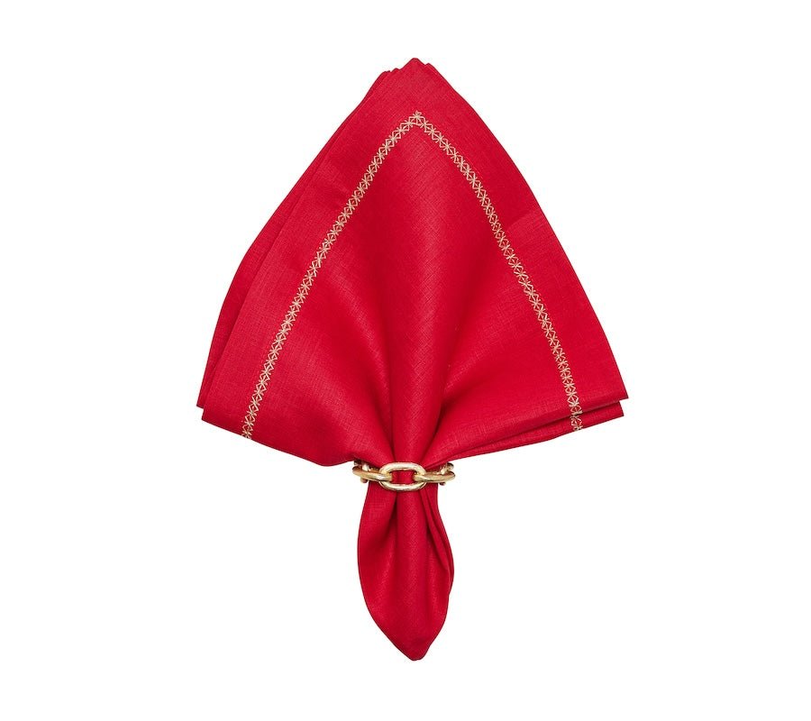 Kim Seybert Chain Link Napkin Ring in Gold Set of 4 by Kim Seybert - GOLD 2.5"L x 0.75"W x 2.5"H Napkin Ring - Set of 4 at FIG LINENS AND HOME - 5