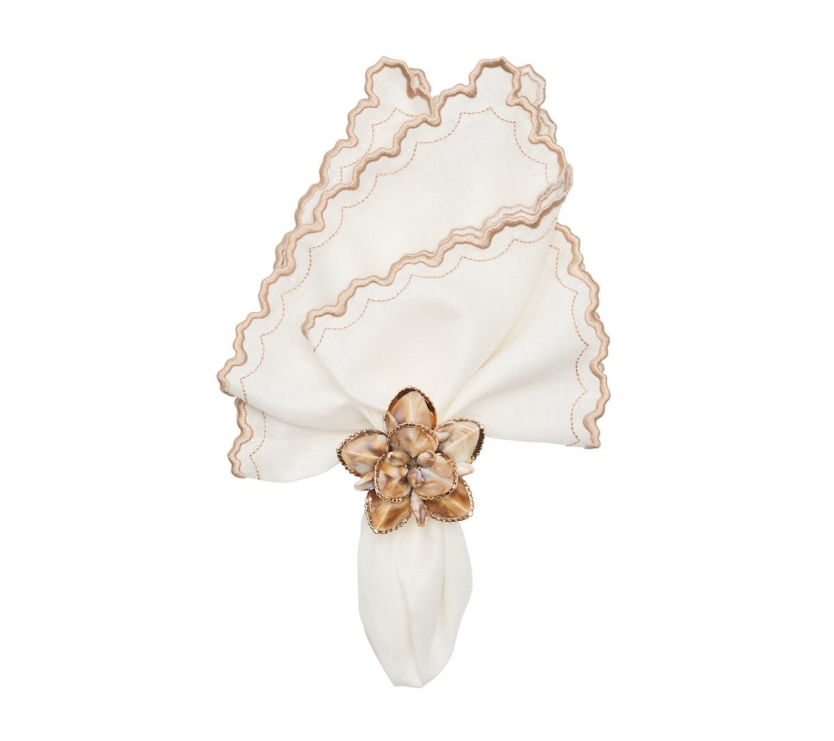 Kim Seybert Arches Napkins in White & Natural Set of 4 by Kim Seybert - White/Natural Napkins Set of 4 - 21"L x 21"W x 0.1"H at FIG LINENS AND HOME - 2